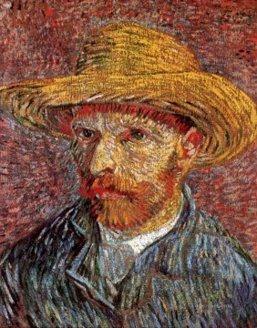 ヴィンセント・ヴァン・ゴッホ Painting - 麦わら帽子をかぶった自画像 4 フィンセント・ファン・ゴッホ